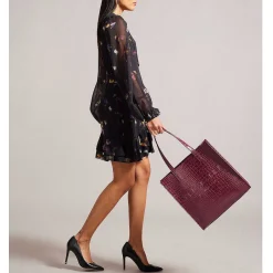Croccon Icon Large Deep Purple Croc Bag>Ted Baker Shop