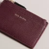 Delfie Deep Purple Leather Zip Card Holder>Ted Baker Store
