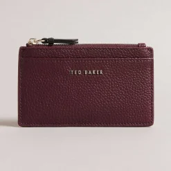 Delfie Deep Purple Leather Zip Card Holder>Ted Baker Store