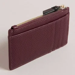 Delfie Deep Purple Leather Zip Card Holder><noscript><img width=