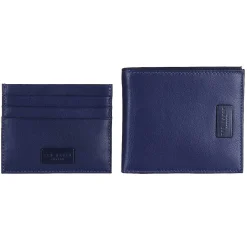 Loane Blue Leather Wallet And Card Holder Gift Set><noscript><img width=