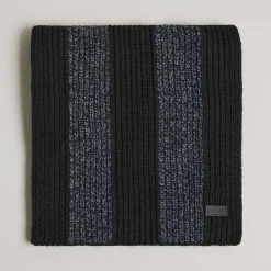 Masonnn Black Stripe Ribbed Scarf><noscript><img width=