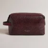 Royen Oxblood Croc Leather Wash Bag>Ted Baker Best Sale