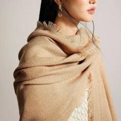 Sallyys Lightweight Brown Woven Scarf><noscript><img width=