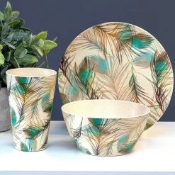 Bamboo Fibre Feather 8 Inch Plate><noscript><img width=