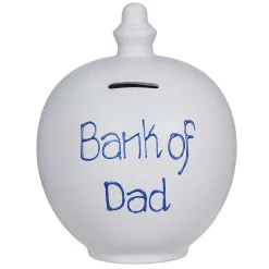 'Bank Of Dad' Blue On Grey Money Pot>Temptation New