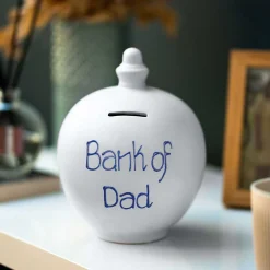 'Bank Of Dad' Blue On Grey Money Pot>Temptation New