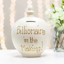 'Billionaire In The Making!' Gold On Cream Money Pot>Temptation Outlet