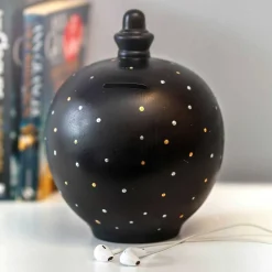 Black With Gold & Silver Spots Money Pot><noscript><img width=