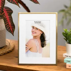 Brushed Gold Narrow Edge Frame With Mount 4X6><noscript><img width=