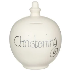 'Christening' Silver On Cream Money Pot>Temptation Discount
