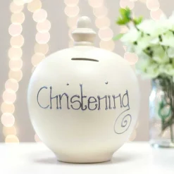 'Christening' Silver On Cream Money Pot>Temptation Discount