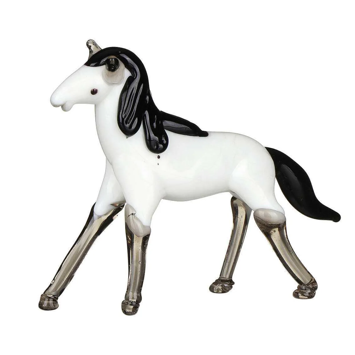 Glass Black And White Horse>Temptation Cheap