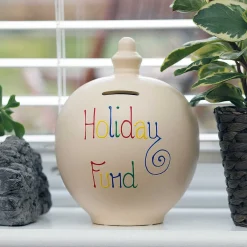 'Holiday Fund' Multi-Colour On Cream Money Pot>Temptation Best