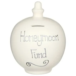 'Honeymoon Fund' Silver On Cream Money Pot>Temptation Fashion