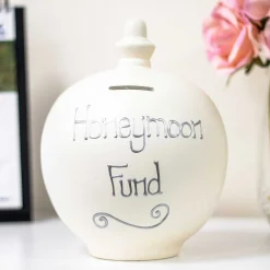 'Honeymoon Fund' Silver On Cream Money Pot>Temptation Fashion