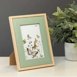 Light Wood & Olive Green Bevelled 4X6 Frame><noscript><img width=