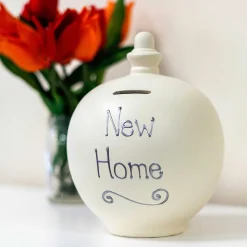 'New Home' Silver On Cream Money Pot>Temptation Best