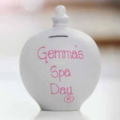 Personalisable Light Grey Money Pot>Temptation Shop