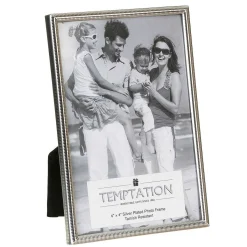 Silver-Plated Narrow Ribbed Edge Frame 4X6>Temptation Best