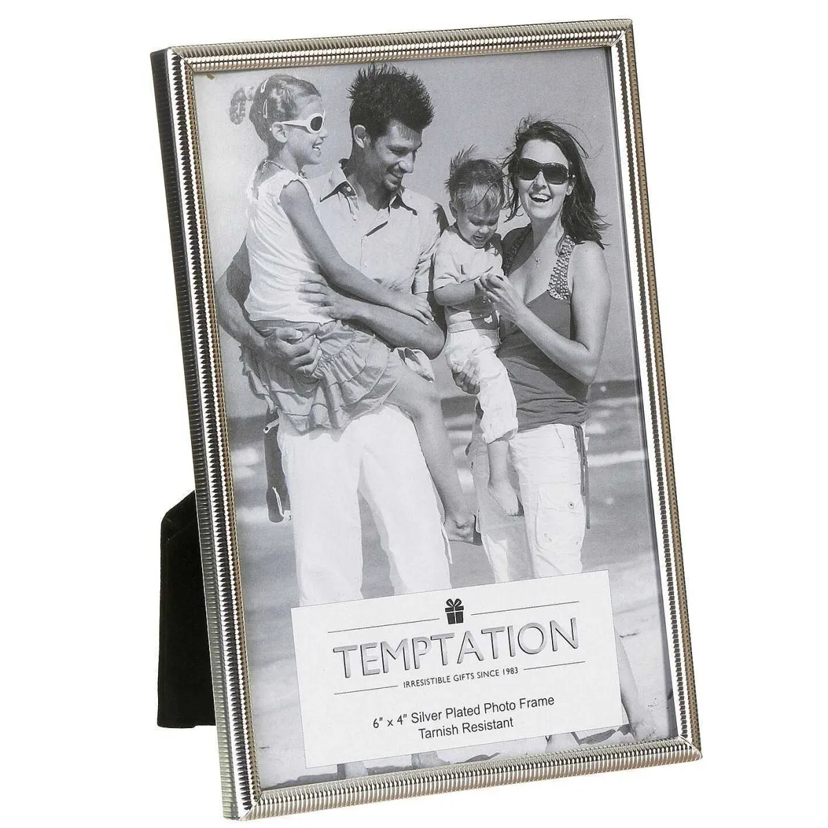 Silver-Plated Narrow Ribbed Edge Frame 4X6>Temptation Best
