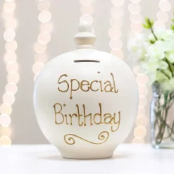 'special Birthday' Gold On Cream Money Pot>Temptation Fashion