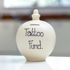 'Tattoo Fund' Black On Cream Money Pot>Temptation Shop