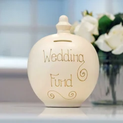 'Wedding Fund' Gold On Cream Money Pot>Temptation Cheap