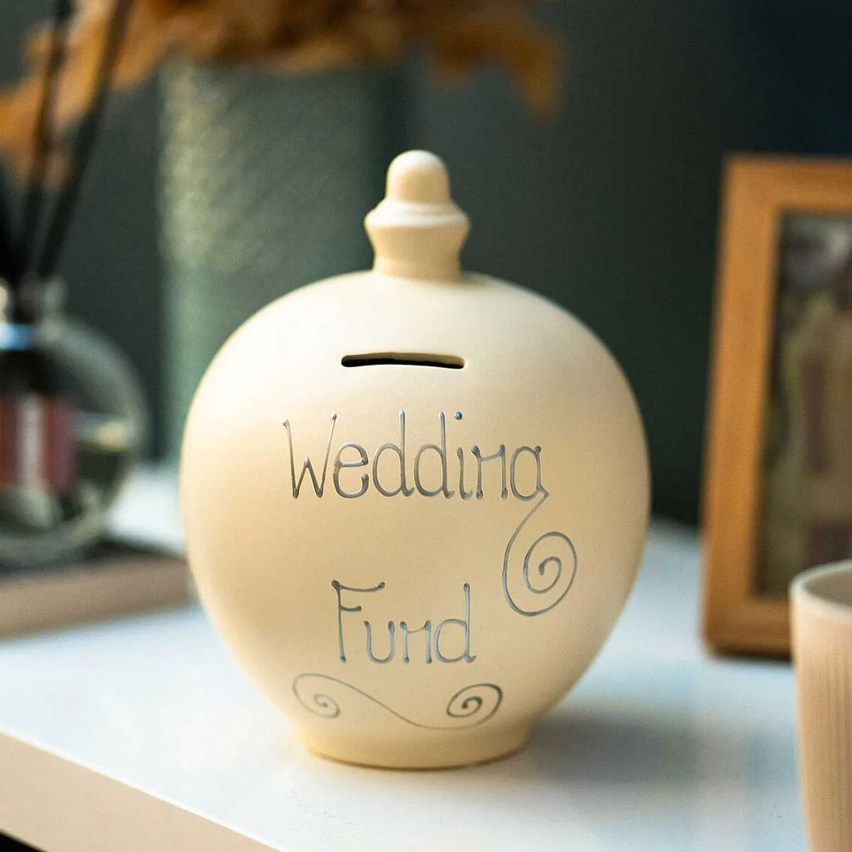 'Wedding Fund' Silver On Cream Money Pot>Temptation Shop