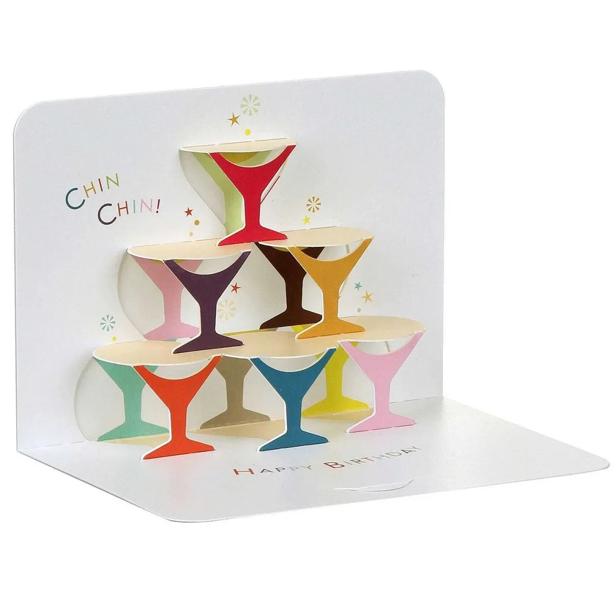 Glasses Of Wine Happy Birthday 3D Card>The Art File Flash Sale