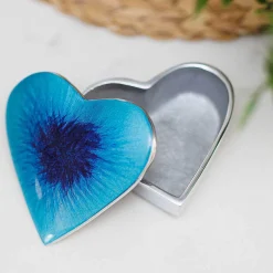 Azeti Brushed Aqua Heart Trinket Box><noscript><img width=