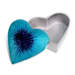 Azeti Brushed Aqua Heart Trinket Box><noscript><img width=