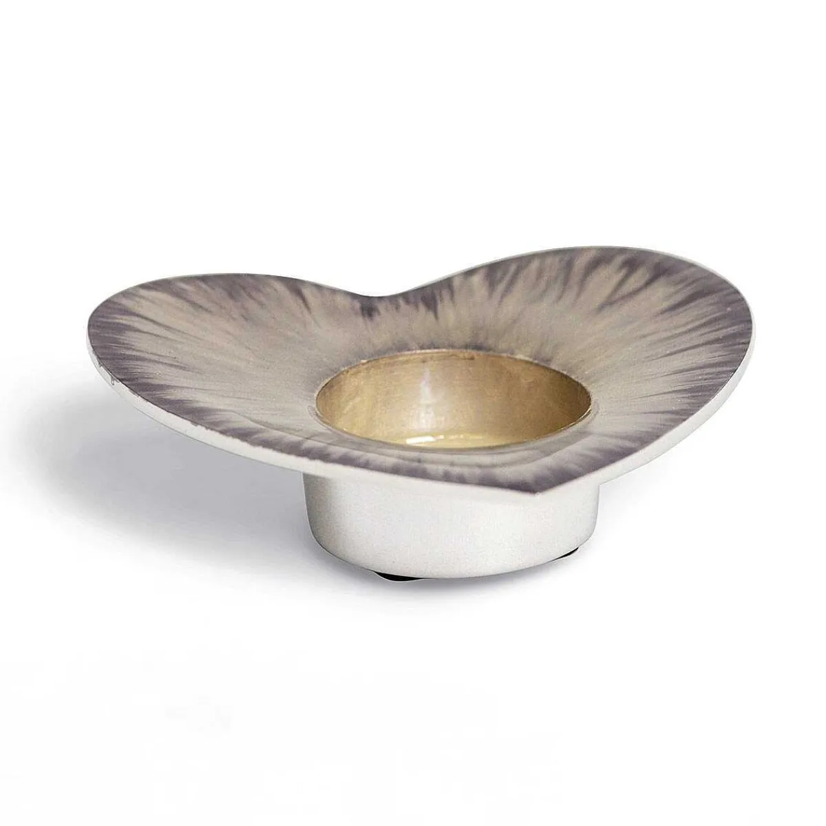 Azeti Brushed Silver Heart Tealight Holder>Tilnar Art Fashion