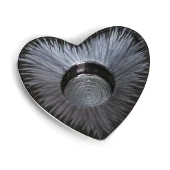 Azeti Brushed Black Heart Tealight Holder><noscript><img width=
