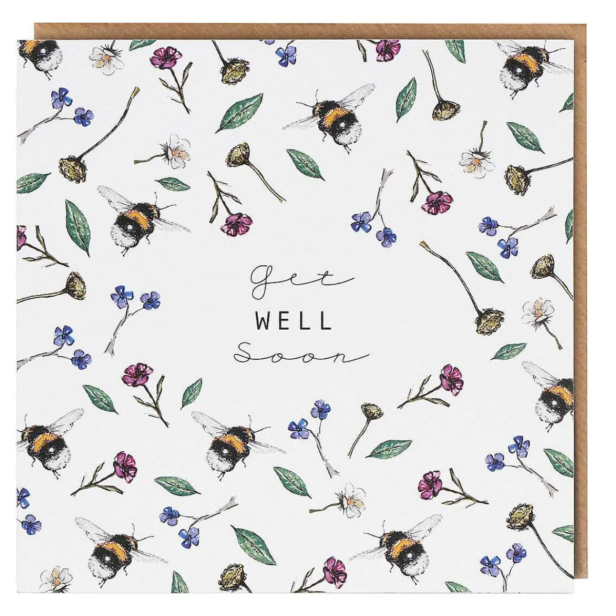 Bumblebees White 'Get Well Soon' Card>Toasted Crumpet Cheap
