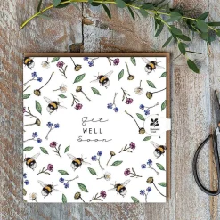 Bumblebees White 'Get Well Soon' Card>Toasted Crumpet Cheap
