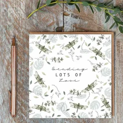 Dragonflies White 'sending Lots Of Love' Card>Toasted Crumpet Outlet