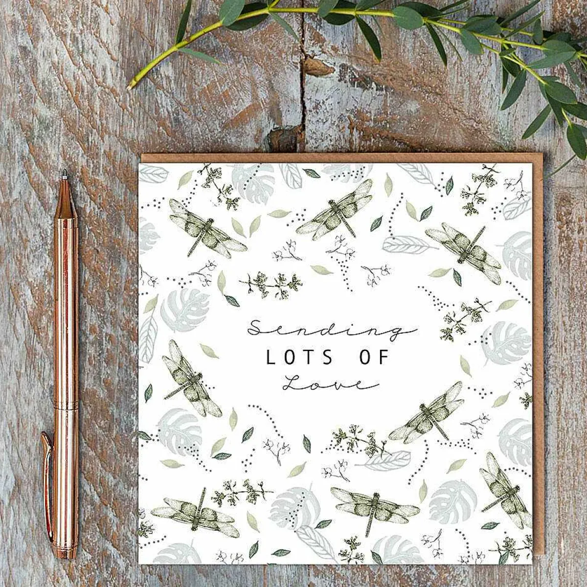 Dragonflies White 'sending Lots Of Love' Card>Toasted Crumpet Outlet