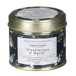 'Frankincense & Myrrh' Robin & Eucalyptus Christmas Tin Candle>Toasted Crumpet Fashion