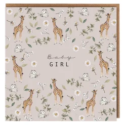 Giraffe Pink 'Baby Girl' Card>Toasted Crumpet Discount