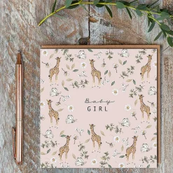 Giraffe Pink 'Baby Girl' Card>Toasted Crumpet Discount