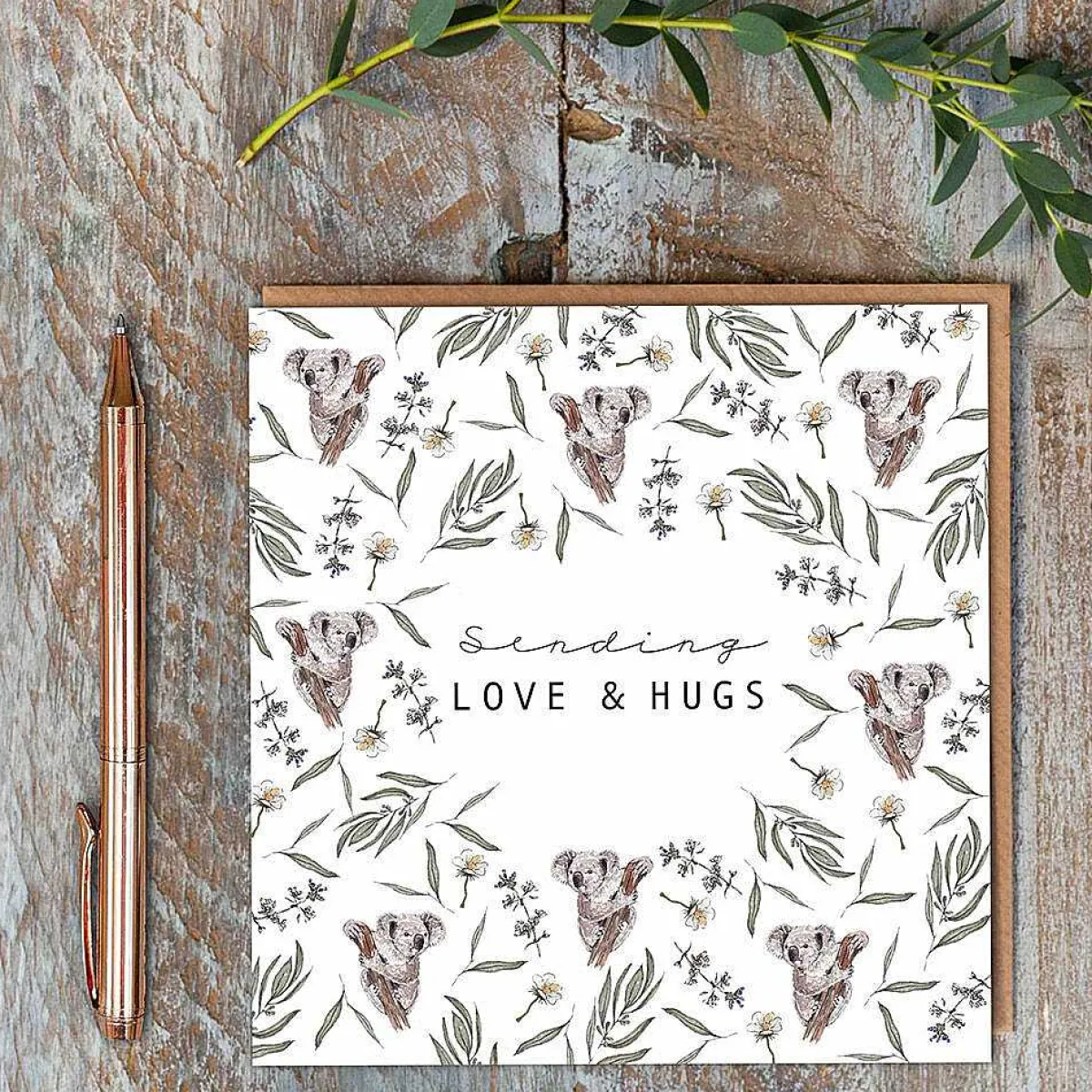 Koala White 'sending Love & Hugs' Card>Toasted Crumpet Cheap