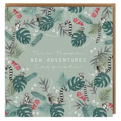 Lemurs Green 'New Home New Adventures' Card>Toasted Crumpet Flash Sale