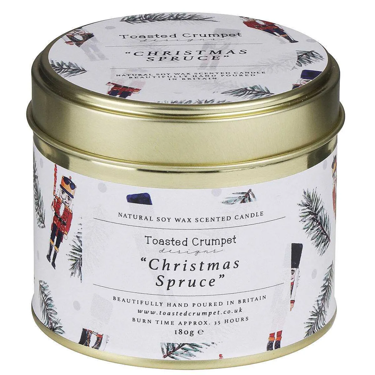 'Nutcracker' Christmas Spruce Tin Candle>Toasted Crumpet New