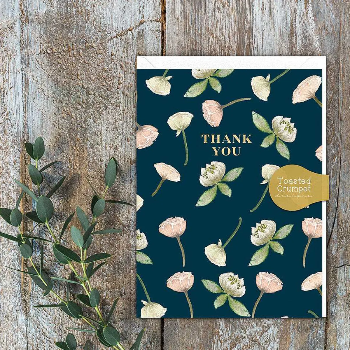 Peonies & Waterlilies Mini Thank You Card>Toasted Crumpet Cheap