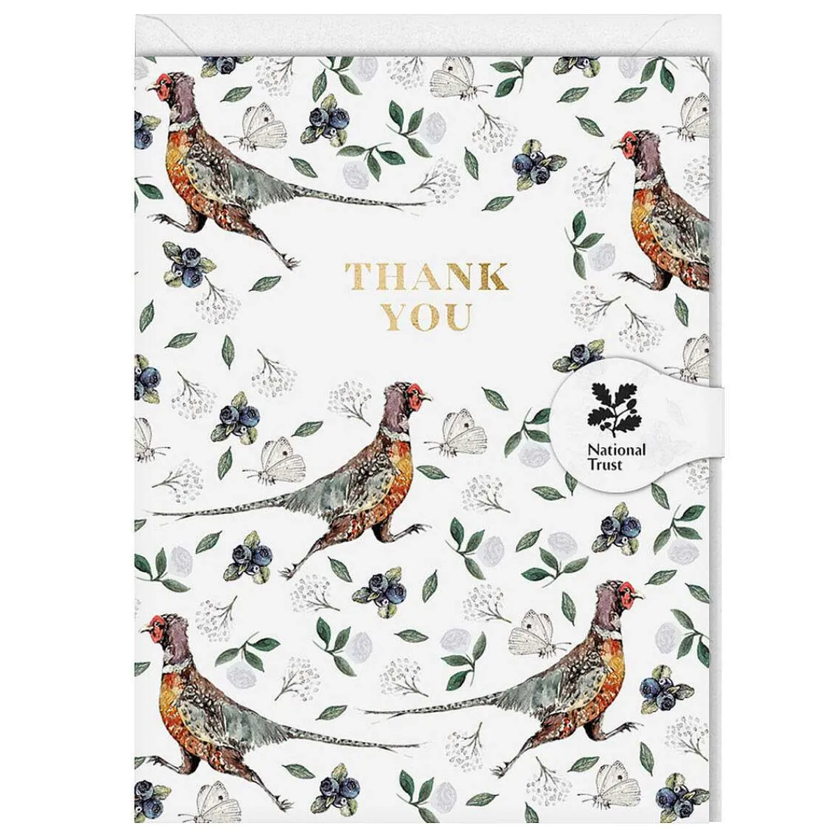 Pheasants White Mini Thank You Card>Toasted Crumpet Discount