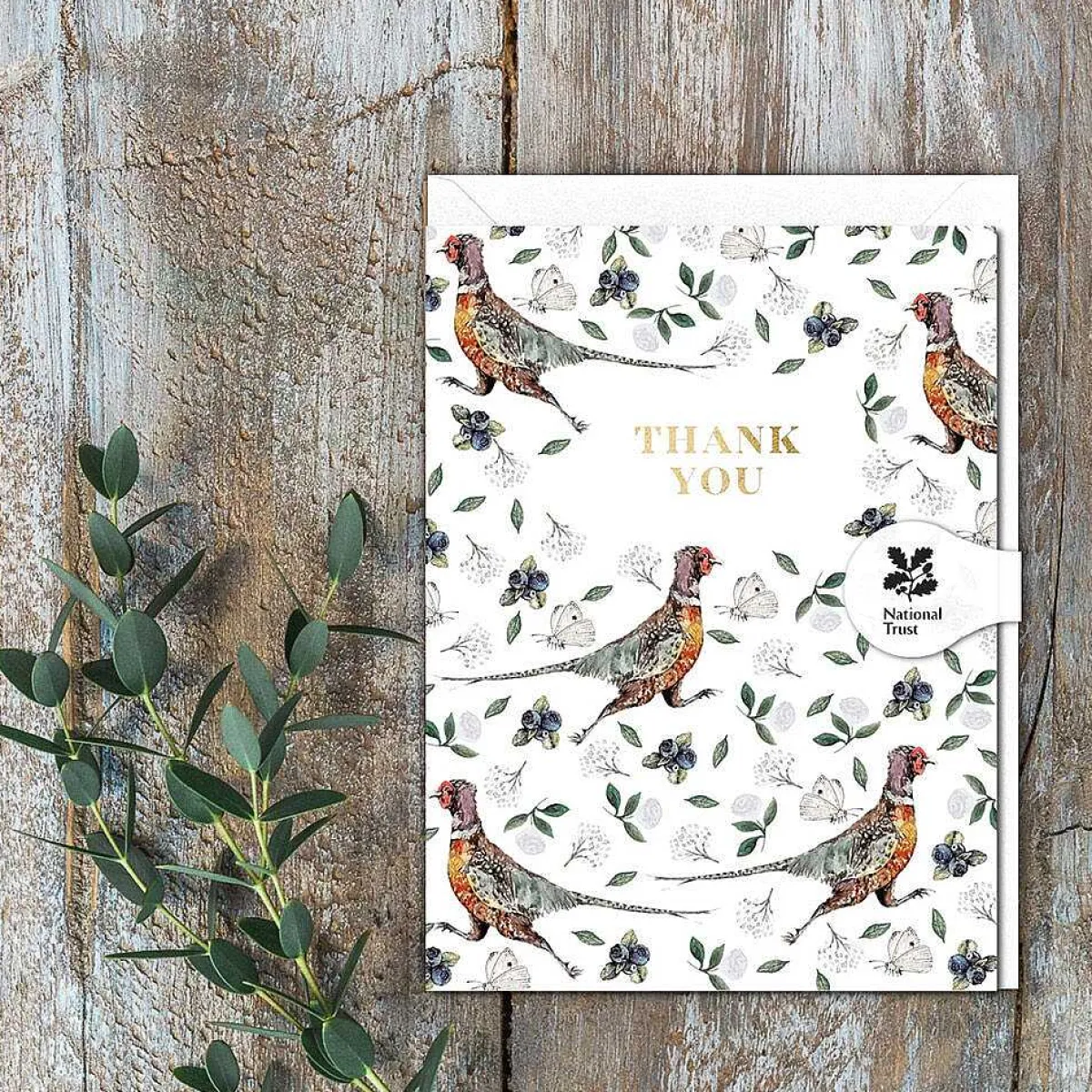 Pheasants White Mini Thank You Card>Toasted Crumpet Discount
