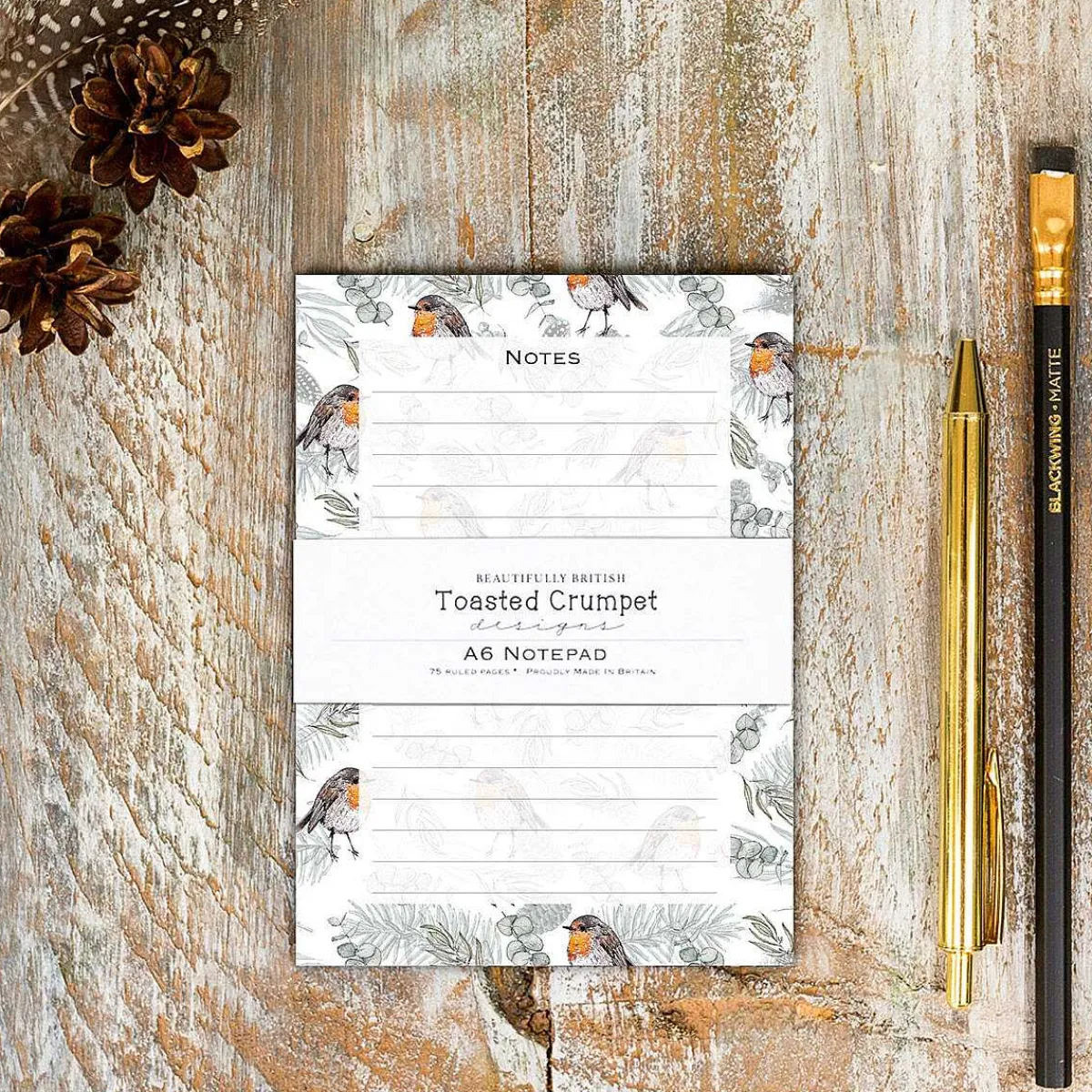 'Robin & Eucalyptus' A6 Jotter Notepad>Toasted Crumpet Cheap