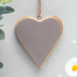 Grey Enamelled Wooden Heart Decoration>Transomnia Discount