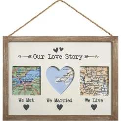 'Our Love Story' Triple Map Frame>Transomnia Discount